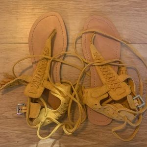 ☀️ Yellow Lace Up Sandals
